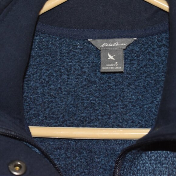 Eddie‎ Bauer Polyester Marbled Blue Sweater Jacket zip up S - Picture 3 of 4